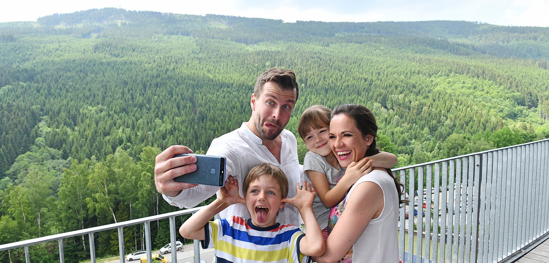 Family stay in the mountains